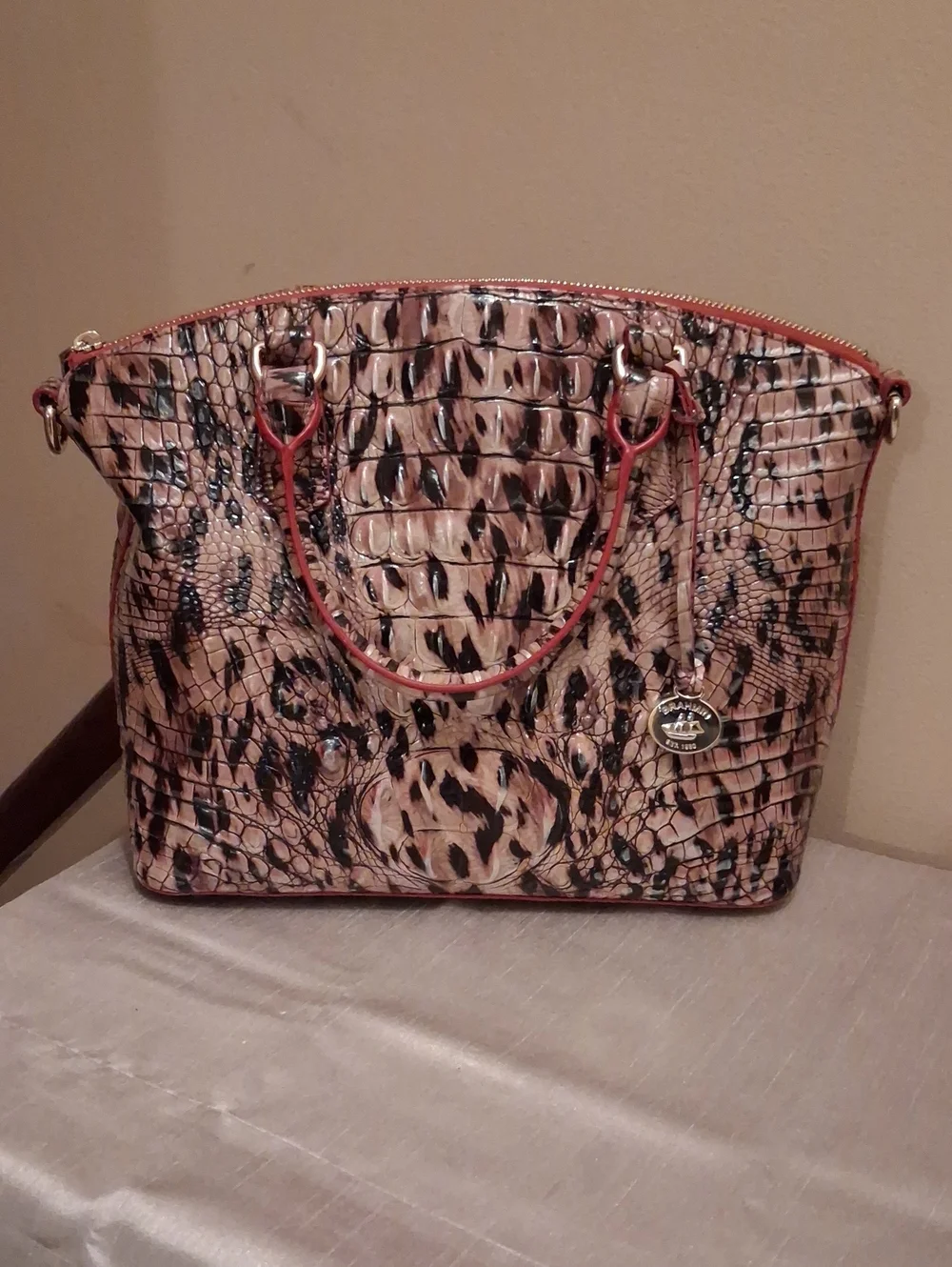 Brahmin duxbury ruby prowl solid Leather Satchel.rare colorway.